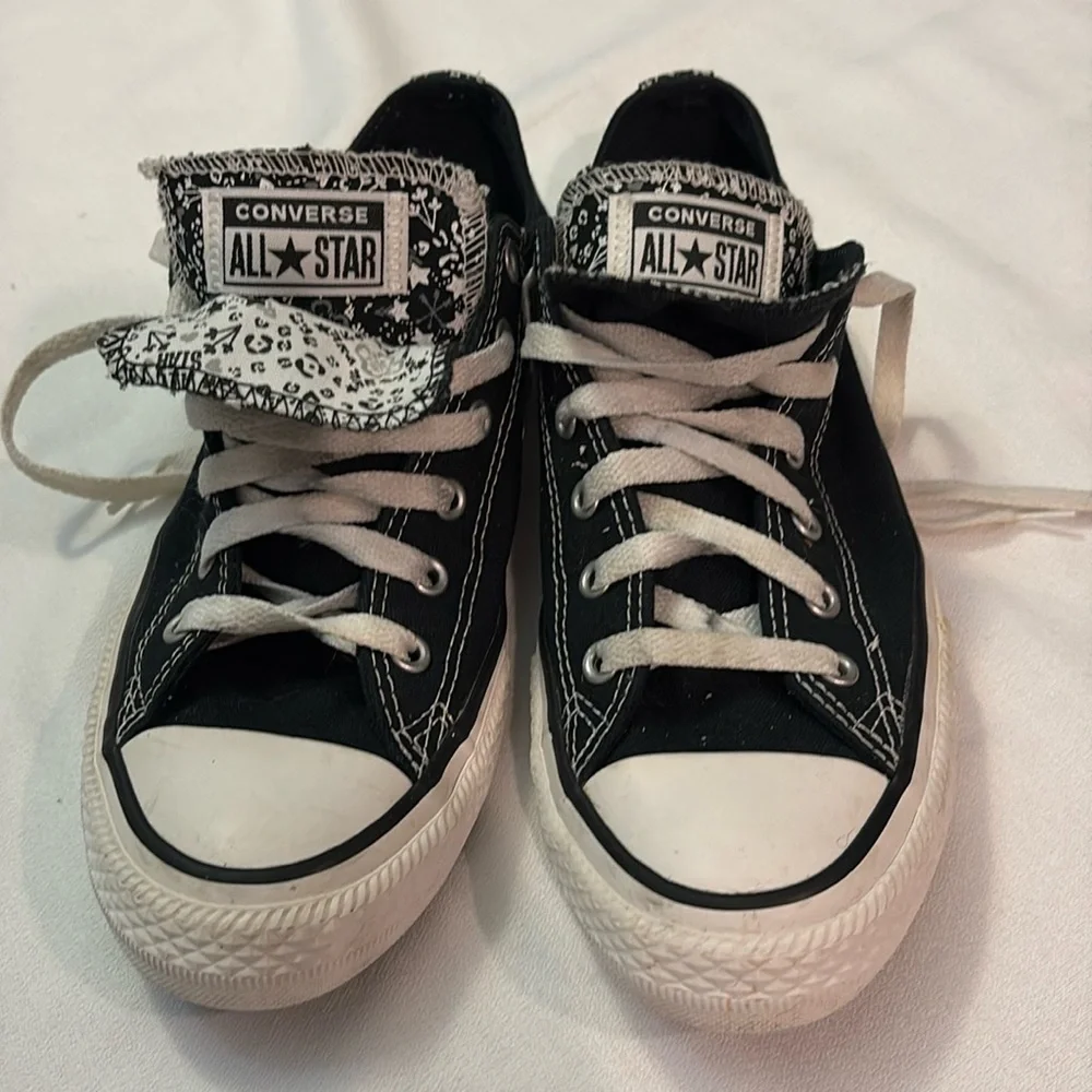 Converse Chuck Taylor Double Tongue Kids / Juniors Black and White Sneakers